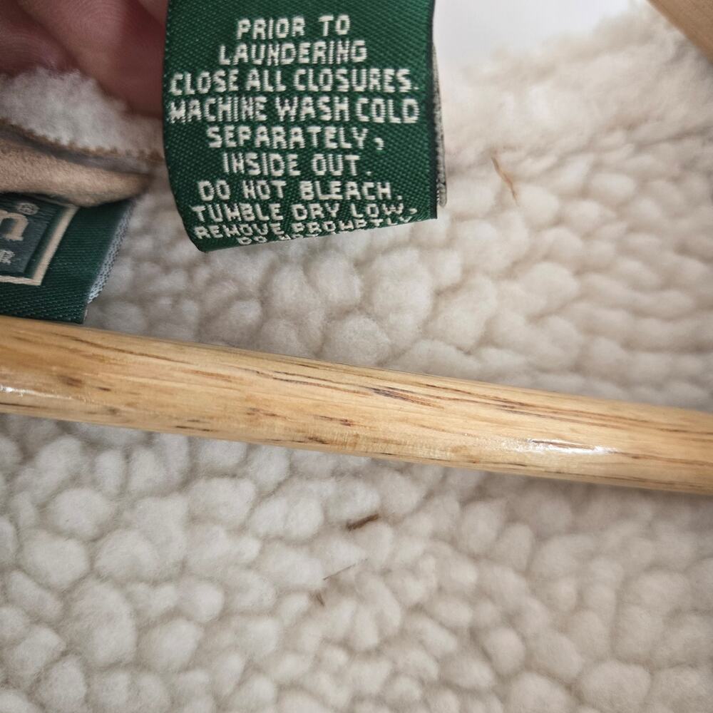 L.L.Bean Girls Vintage Tan Faux Suede Sherpa Lined Hooded Winter Coat XL - Picture 9 of 11